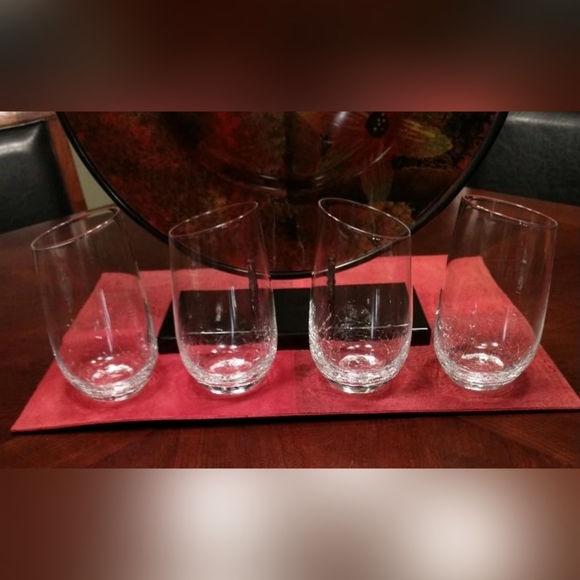 Pier 1 Other - Pier 1-Clear Crackle Angled Rim Tumblers-4